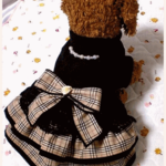 Berry  S29  ベージュチェック&黒レース３段ワンピ / フリース