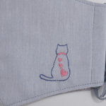 猫刺繍入りマスク（薄グレー）