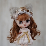 【8/2 21時5分〜販売予定】ミディブライス アウトフィット 猫耳フラワーカチューシャ アイボリー