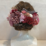 【ri19911230様 専用出品】(再販) cassis red pink gold tulle ribbon ヘッドドレス 成人式 卒業式 髪飾り
