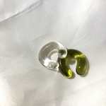 2個セット 抹茶 ガラス イヤーカフ イヤリング