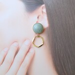 セージとメタル（ペンタゴン）♡ピアス・イヤリング♪【14kgf/K14GF・チタン対応】