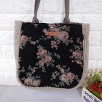 *【セール】ボア&バラ柄がステキなコーデュロイのバッグ