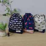 【オーダー予約品】ｆ様専用＊巾着3点　リボン＆さくらんぼ柄