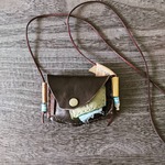 【SALE】本革プチバッグネックレス/こげ茶と水色