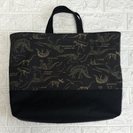 マチ10cm✩レッスンバッグ☆Dinosaur bone★Black