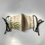 natural mimoza ribbon mask 〈001〉【 おしゃれ　布マスク　フィルターポケット　リボンマスク　きれいめマスク　ミモザ　コットンリネン　ボタニカル　】
