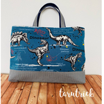 恐竜柄レッスンバッグ☆丈夫な裏キルティング