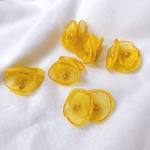 (4pcs)イエロー＊内巻きシフォンフラワー＊