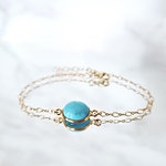 14KGF/ TURQUOISE INFINITY CHAIN BRACELET