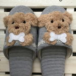 軽量柔らかワンコさんスリッパ(グレーボーダー　ガム付き)