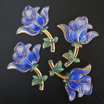 IMPORT【4個】薔薇のコネクターチャーム＊アクリルチャーム＊アクリルパーツ＊チャーム＊ブルー
