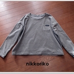 布帛Tシャツ　長そで　ストレッチコーデュロイ　グレーベージュ
