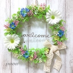 *･ﾟレースリボンの春色welcomeリース