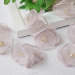 New！特価★10個　シフォンフラワー　３連　薄あずき色　アンティーク風