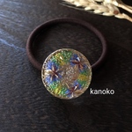 選べる お花畑のガラスボタン レトロカラーのアクセサリー
