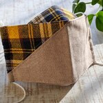 ☆ハンドメイド Handmade☆ 立体マスクカバー 西村大臣風 綿麻 綿　チェック柄 ダブルガーゼ 日本製 二重マスク　立体的で、布と口が触れにくい構造です♪☆♪