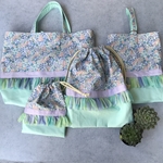 《入学セット》グラデーションチュールのお花柄のレッスンバッグセット