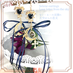 【現品限り】<再入荷無し>  ‎𓂃◌𓈒𓐍女神 セレーネーの耳飾り 𓂃 𓈒𓏸◌ピアス イヤリング アレルギー対応 ステンレス シルバー925 じゃらじゃら リボン 豪華 ビジュー ガラス ストーン 
