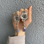 大ぶりシルバーパープルピアス