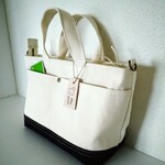 ファスナー付きトートバッグ(前ポケット、帆布✕デニム)