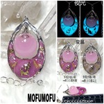 １本限定/夜光&変温(桃赤紫)/ネコ&ﾊﾞﾗ&蝶&肉球🐾/ﾚﾝｽﾞ/桃赤紫色ｽﾄｰﾑｸﾞﾗｽ:結晶の神秘(変化する結晶)//15ﾐﾘ玉強化ｶﾞﾗｽﾄﾞｰﾑ/ﾈｯｸﾚｽ