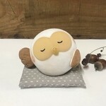 親ふくろう　Ｏ-249（極小座布団付）　陶製　/owl/貓頭鷹