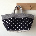 ※訳あり‼︎  キルティングdeトートバッグ-C25 ＃005【星☆BK】