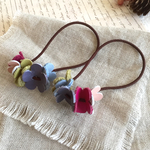 カラフルな革のお花ゴム(2個set)