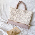 レッスンバッグ　ステッチくまちゃん(アイボリー)