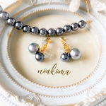 formal＊Gunmetal acryl pearl - Crystal Swarovski イヤリング/ピアス ＊ 入園式 入学式 卒園式 卒業式 フォーマル スワロフスキー ガンメタ パール