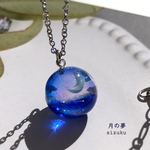  14㎜　蓄光 青の世界　月の夢　雲レジン ペンダント  