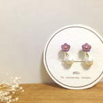 お花プチパールノンホールピアス－Pastel　Purple－