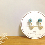 お花プチパールノンホールピアス－Pastel　Blue－