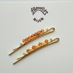 スワロフスキーのヘアピンセット＜オレンジ＞