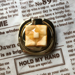 再販×7 ミニチュア＊切れ目入りバタートーストのスマホリング＊ゴールド