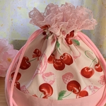 入学入園準備※お弁当袋※入園グッズ※お弁当袋※幼稚園※フリルレース♯さくらんぼ🍒