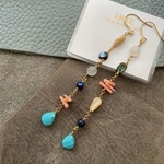 天然石とシェルのアシンメトリーピアス