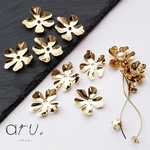 4074 G) メタルフラワーパーツ 10個 19×20mm ビーズキャップ 花座 穴あり ゴールド 金