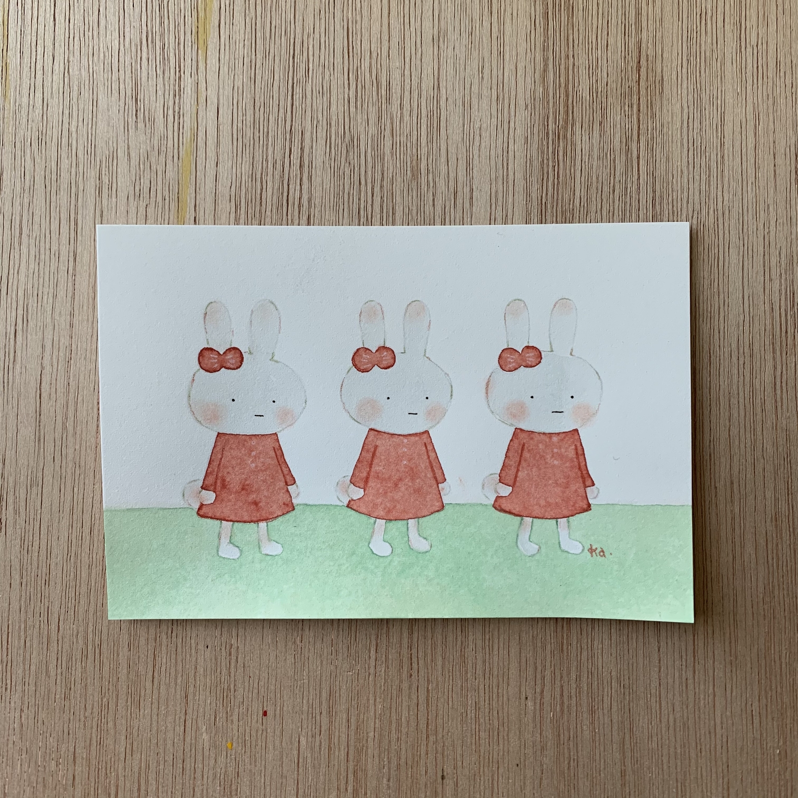 「並んで歩く」原画　送料無料　水彩画