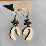 650.ウッド×クネっとパーツ🌳個性的 大ぶりピアス lensa