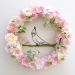 オカメインコの桜リース