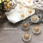A677【送料無料】クリア フラワーカボション 春  お花  4pcs