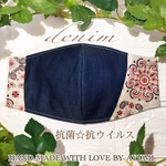 デニム&バンダナ柄　男女兼用大人マスク　クレンゼ抗菌・抗ウイルスマスク　カジュアルマスク　