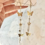 再々販 キラキラロング 蝶々 ピアス