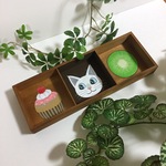 原画 【猫の小物入れ②】猫 スイーツ フルーツ カップケーキ　キウイ　ベリー　イラスト 絵 絵画 アート 手描き 手書き 一点もの