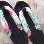 布ぞうり：black24.5cm/蝶の羽柄