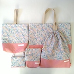 【ma311g様専用】水色花柄 コップ入袋&移動ポケット 追加分