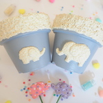 ぞうのピック付き リメイク鉢·親子セット　2.5号 　『動物シリーズ~ぞうの親子🐘🐘』