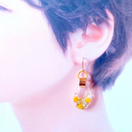 ミモザ&レースフラワーのピアス　イヤリング　春を告げる黄色の花　プレゼントにも